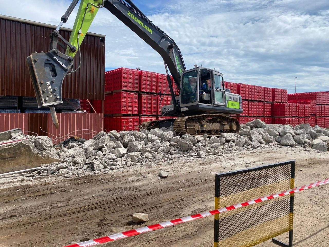 Excavator bucket at work